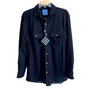 Tailorbyrd ‘The Sweatershirt’ Navy Long Sleeve Button Down Shirt Shacket Size M